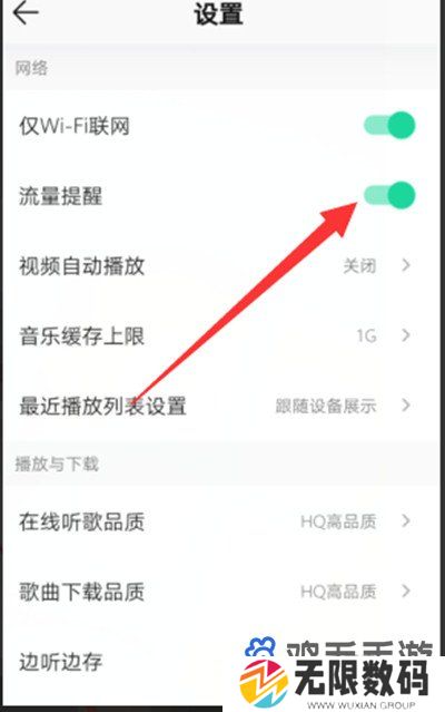 《QQ音乐》流量提醒开启方法